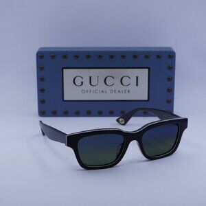 Gucci GG1641SA 003 Square Sunglasses - Black/Blue Mirror